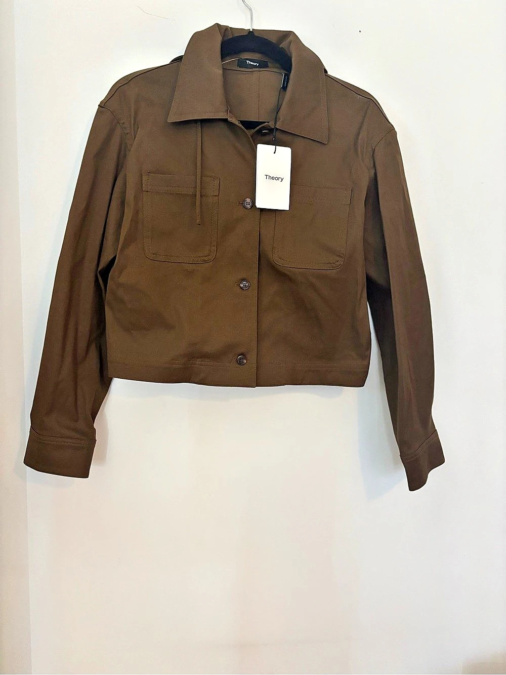 Theory Hood Crop JKT Utility Jacket Brown